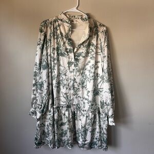 Floral Green and White Women's Dress